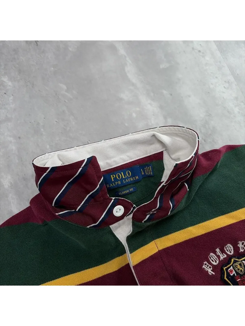 Y2K Burgundy Polo Ralph Lauren Grunge Rugby Striped Polo Shirt